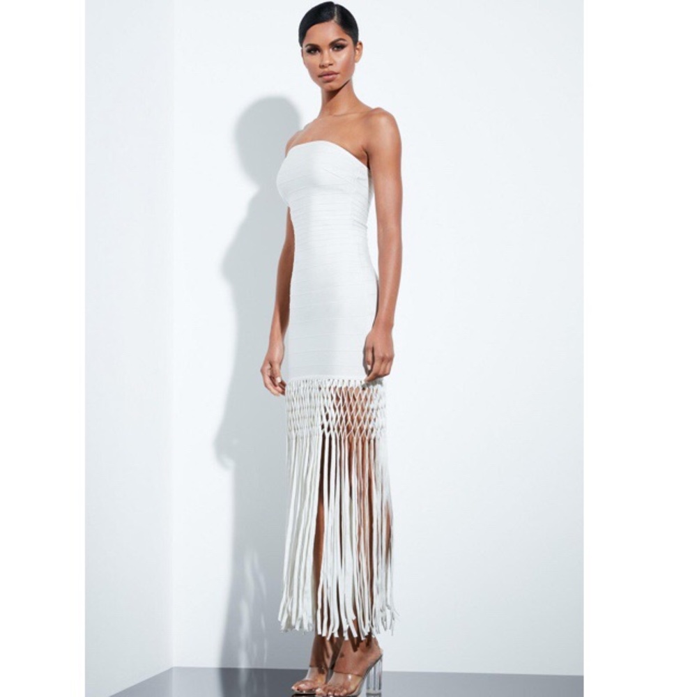 Misguided white bandage midi dress